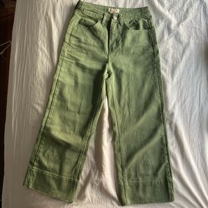 green denim flair jeans